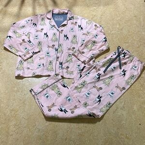 VGUC PJ Salvage Multi-breed Dogs Pink Flannel PJ Set Size XL Golden Frenchie